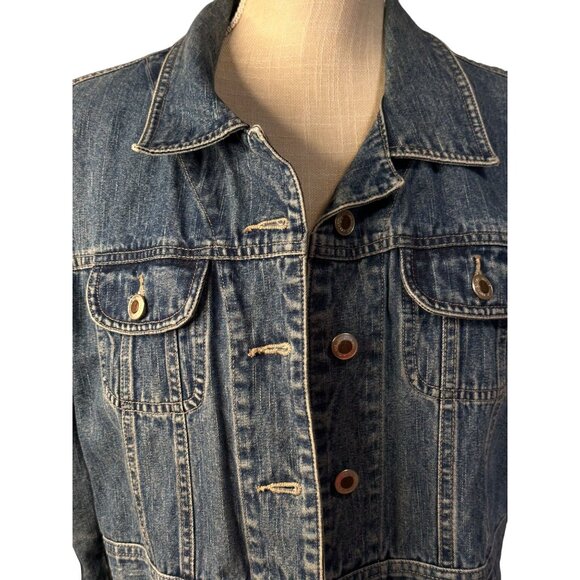 Jamaica Bay Denim Blue Jean Jacket Coat Women Large Denim Buttons Stitching - Picture 3 of 10